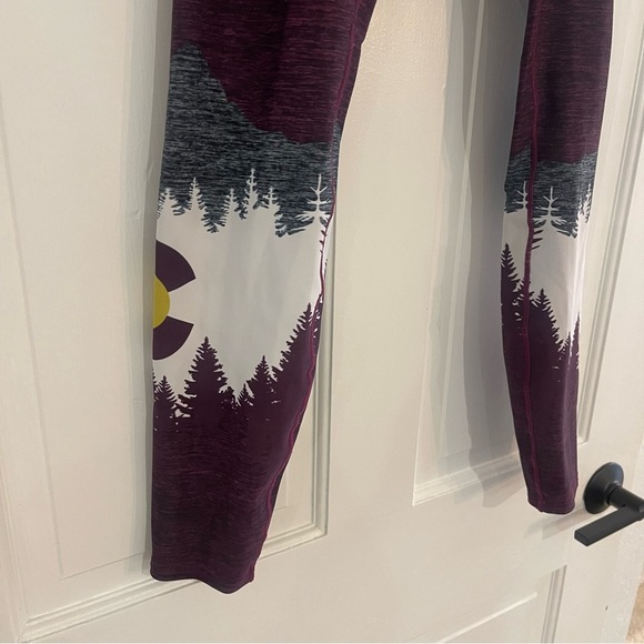 Women's Burgundy Forest Print Leggings - Picture 2 of 5